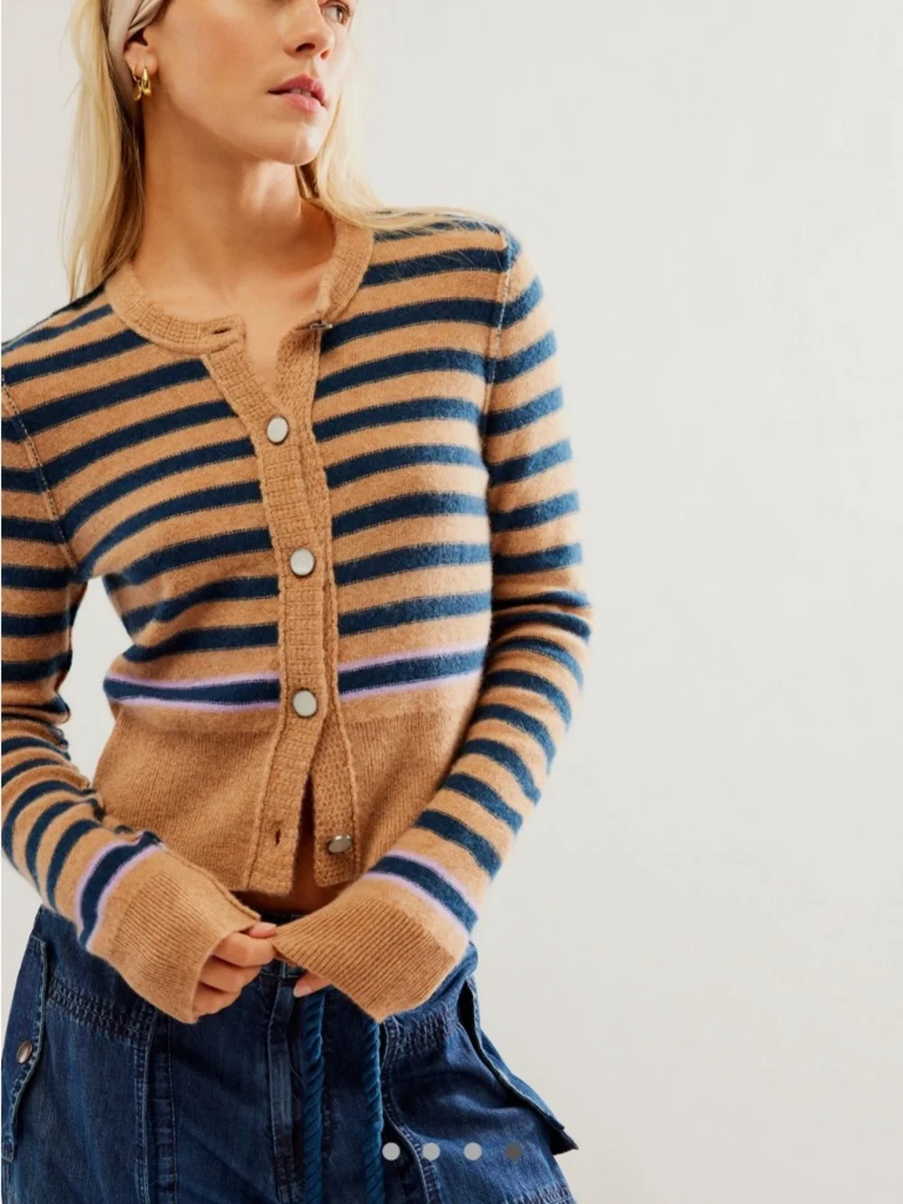Free People Sailor Cashmere Striped Cardigan